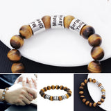 Personalized Tiger Eye Stone Beads Bracelet Name Bracelet Elastic Men Bracelets