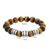 Personalized Tiger Eye Stone Beads Bracelet Name Bracelet Elastic Men Bracelets