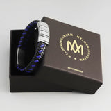 Personalized Family Names Men Bracelet Braided Leather Stainless Steel Beads