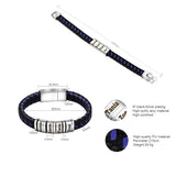 Personalized Family Names Men Bracelet Braided Leather Stainless Steel Beads