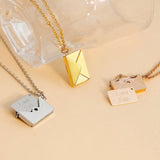 Envelope Necklace with Love you Card in Rosegold Steel