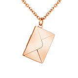 Envelope Necklace with Love you Card in Rosegold Steel