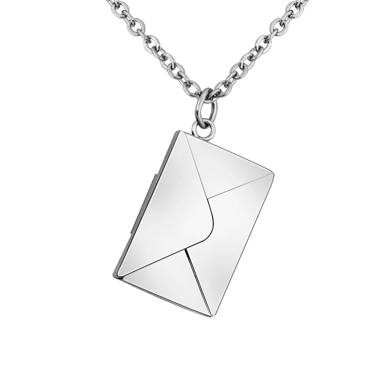 Envelope Necklace with Love you Card in Rosegold Steel