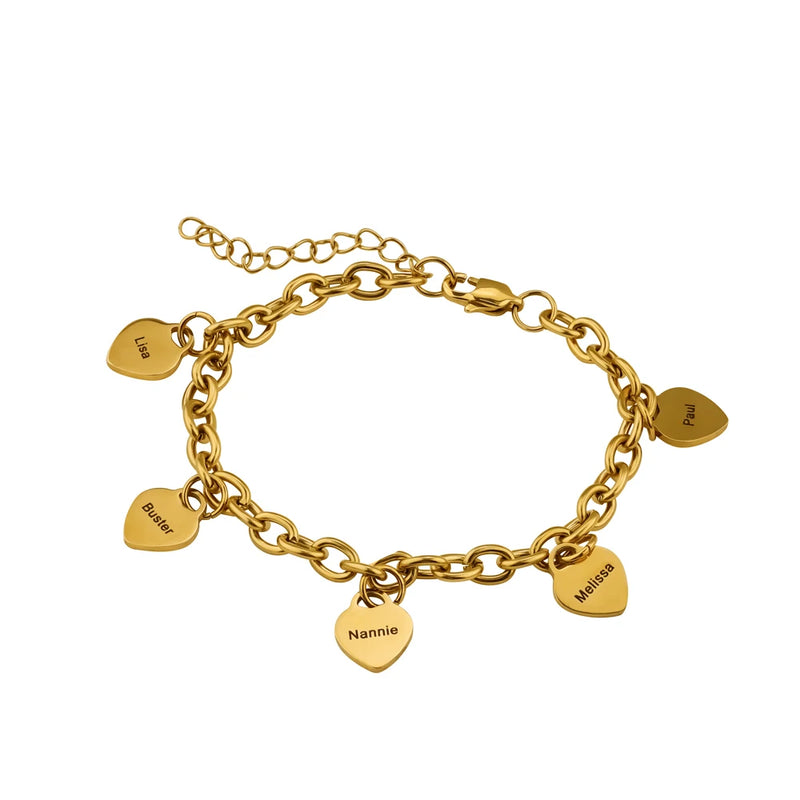 Personalized Women Hearts Bracelet with Names