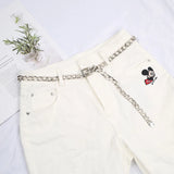 Metal Chain Belt Silver Waistband for Dress Jeans Pants