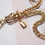 Metal Chain Belt Lock Pendant Waist Chain Silver Body Dress Mini Woman