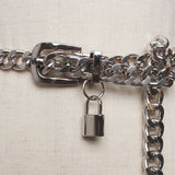 Metal Chain Belt Lock Pendant Waist Chain Silver Body Dress Mini Woman