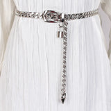 Metal Chain Belt Lock Pendant Waist Chain Silver Body Dress Mini Woman