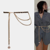 Metal Waist Chain Leather Belt for Women Girls WaistBands
