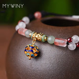 Nature Stones Vintage Women Anklets Chains, Summer Fashionable Brass Bell Anklet