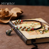Ethnic Nature Stones Anklets, Vintage Glaze Exotic Jewelry