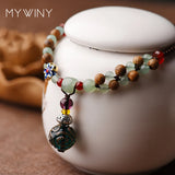 Ethnic Nature Stones Anklets, Vintage Glaze Exotic Jewelry