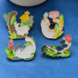 MZC Animal Cat and Pig Brooches for Women Lapel Pin Accessory Set