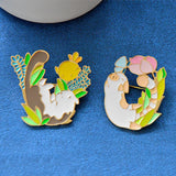 MZC Animal Cat and Pig Brooches for Women Lapel Pin Accessory Set