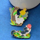 MZC Animal Cat and Pig Brooches for Women Lapel Pin Accessory Set