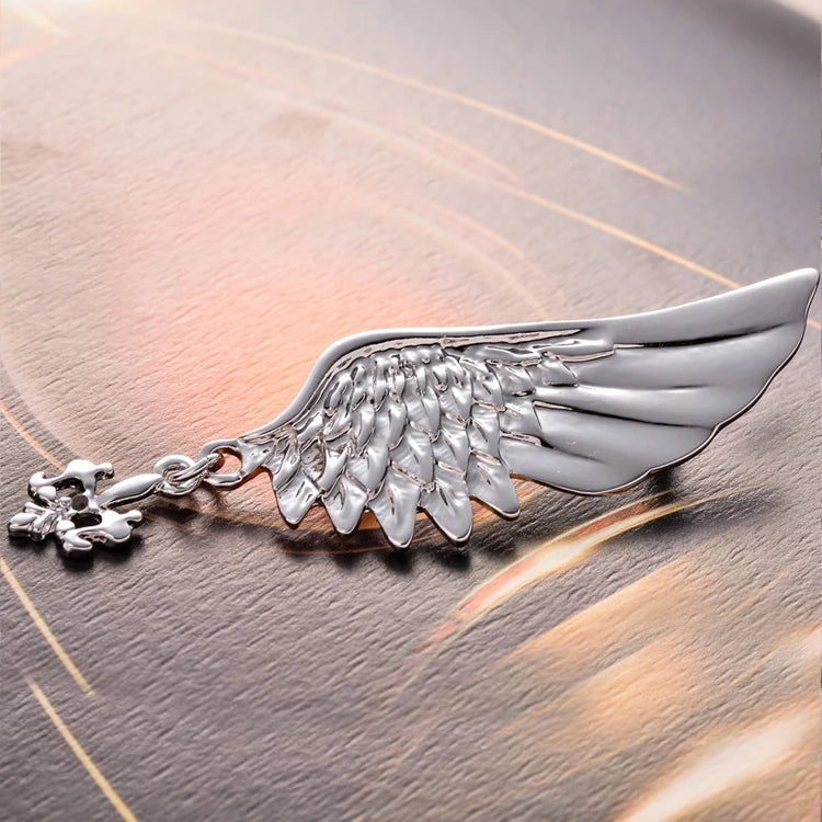 MZC Angel Wings Brooch Pin Pendant for Men Women Punk Crystal Biker Jewelry