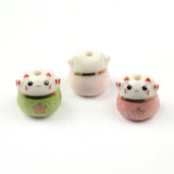 13mm Lucky Cat Ceramic Beads Colorful Animal Loose Porcelain for DIY Bracelet