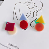 Macaron Acrylic Stud Earrings Resin Geometric Shapes Pendant
