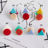 Macaron Acrylic Stud Earrings Resin Geometric Shapes Pendant