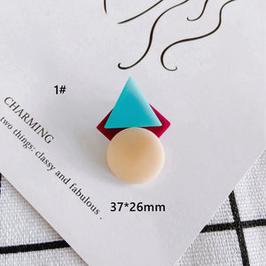 Macaron Acrylic Stud Earrings Resin Geometric Shapes Pendant