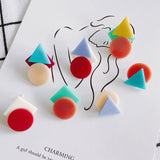 Macaron Acrylic Stud Earrings Resin Geometric Shapes Pendant