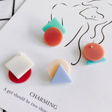 Macaron Acrylic Stud Earrings Resin Geometric Shapes Pendant