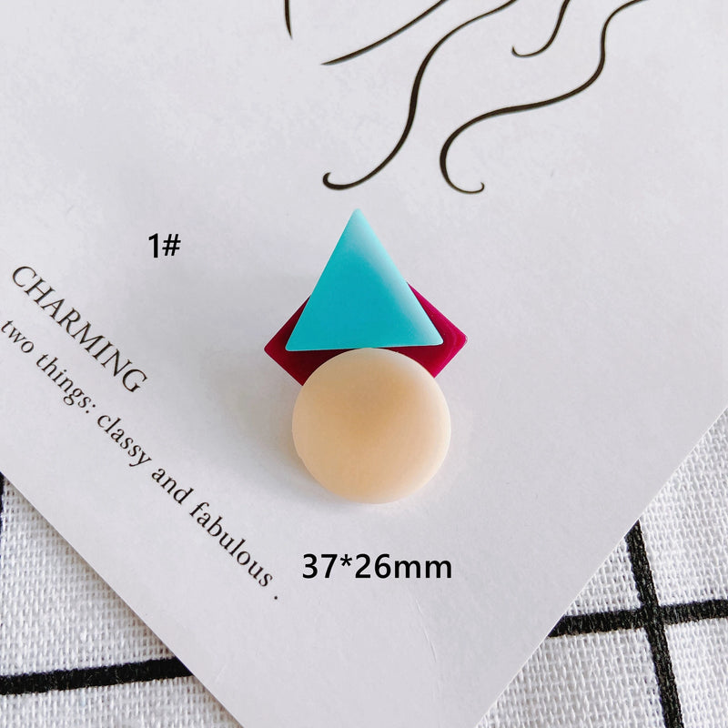 Macaron Acrylic Stud Earrings Resin Geometric Shapes Pendant