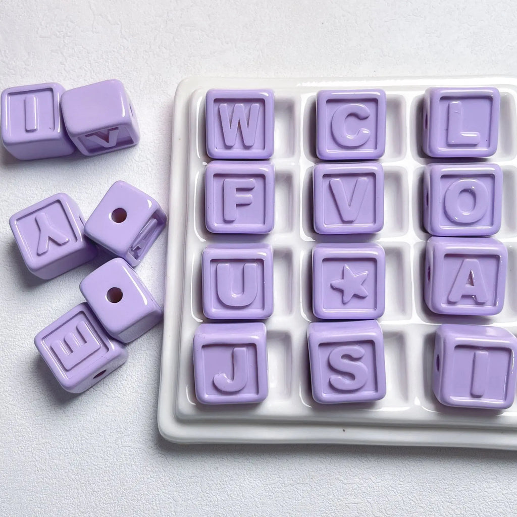 Macaron Cube Beads English Letter Alphabet for DIY Jewelry Phone Keychain