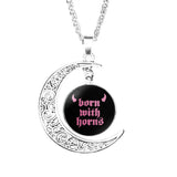 Machine Gun Kelly Born With Horns Moon Necklace Stainless Steel Women Jewelry