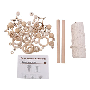 3mm Cotton Rope Kit with Wooden Rings for Macrame Decor