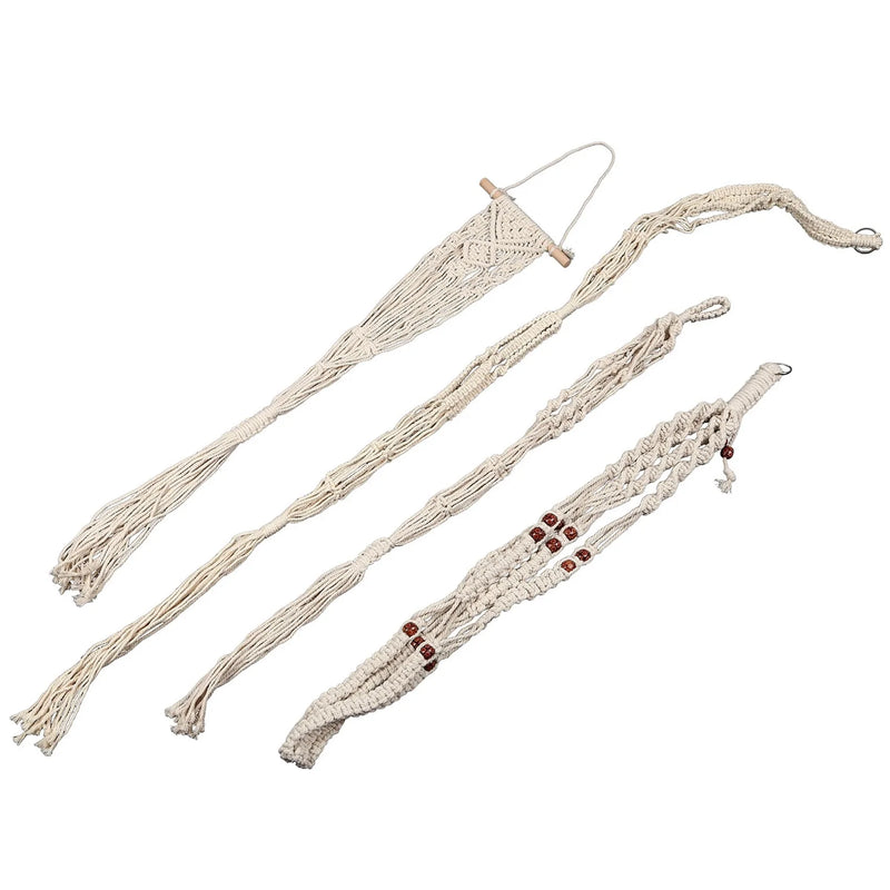 4-Pack Macrame Hangers - Indoor Wall Hanging Planter Holder