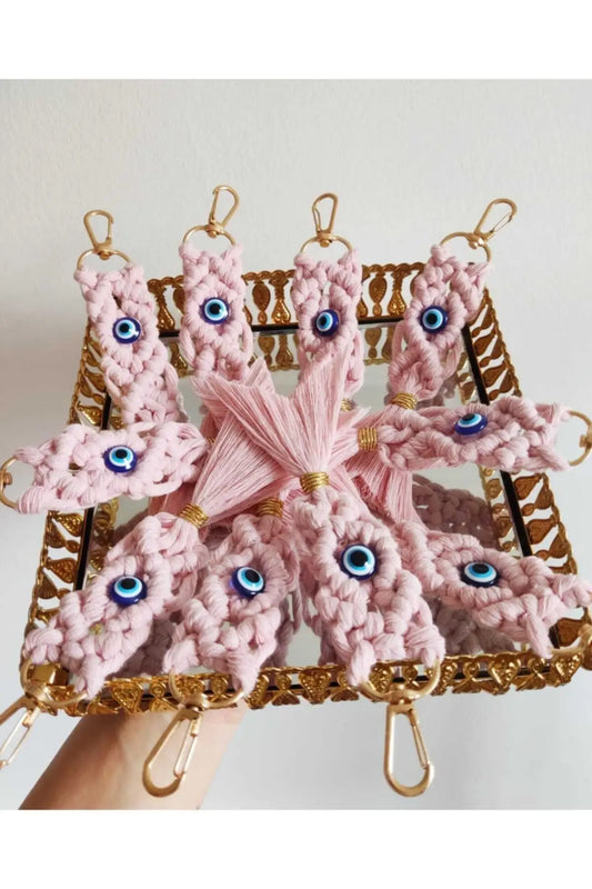 Pink Macrame Keychain Set of 10