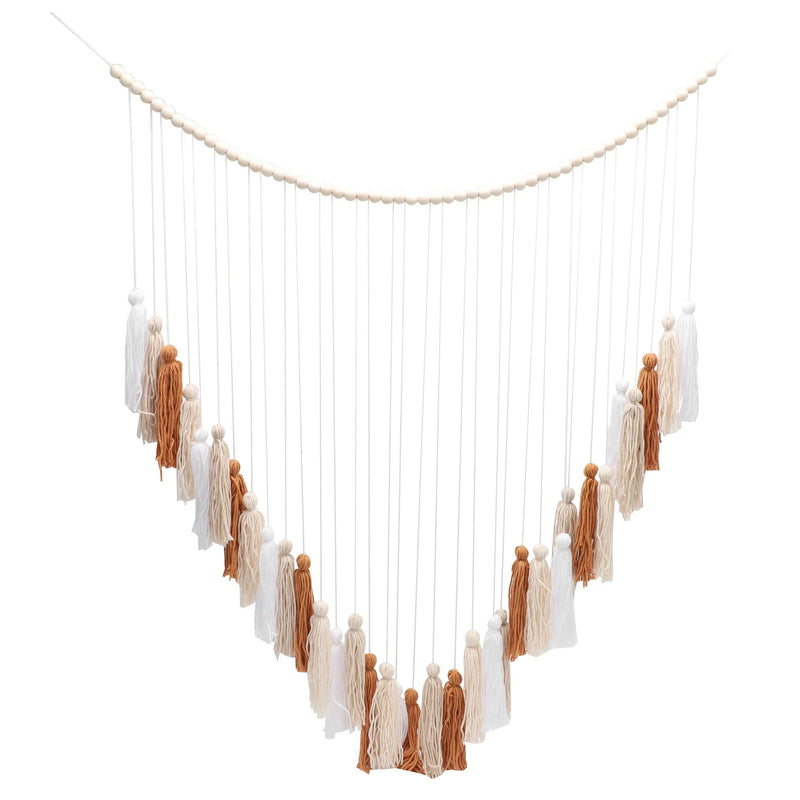 Macrame Wall Hanging with Wood Beads-Boho Wall Decor for Bedroom Brown