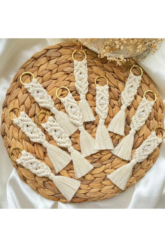Set of 25 Macrame Pearl Keychains