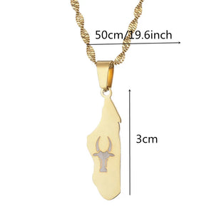 Madagascar Map With Coconut Tree Cow Monkey Pendant Necklaces Women Jewelry