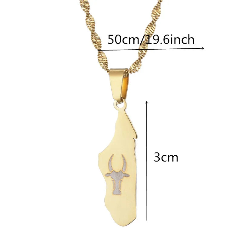 Madagascar Map With Coconut Tree Cow Monkey Pendant Necklaces Women Jewelry