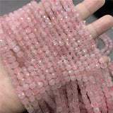 Madagascar Rose Quartz 6mm Cut Faceted Spacer Cube Beads for Bracelet