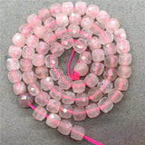 Madagascar Rose Quartz 6mm Cut Faceted Spacer Cube Beads for Bracelet