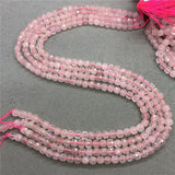 Madagascar Rose Quartz 6mm Cut Faceted Spacer Cube Beads for Bracelet