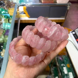 Madagascar Rose Quartz Stone Beads Bracelet Natural Gemstone Charming Bangle