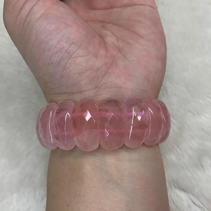 Madagascar Rose Quartz Stone Beads Bracelet Natural Gemstone Charming Bangle