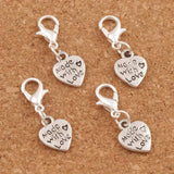 Love Heart Lobster Claw Clasp Charm Beads 26PCS