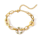 316L Stainless Steel Evil Eyes Charm Bangle Bracelet For Women