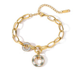 316L Stainless Steel Evil Eyes Charm Bangle Bracelet For Women