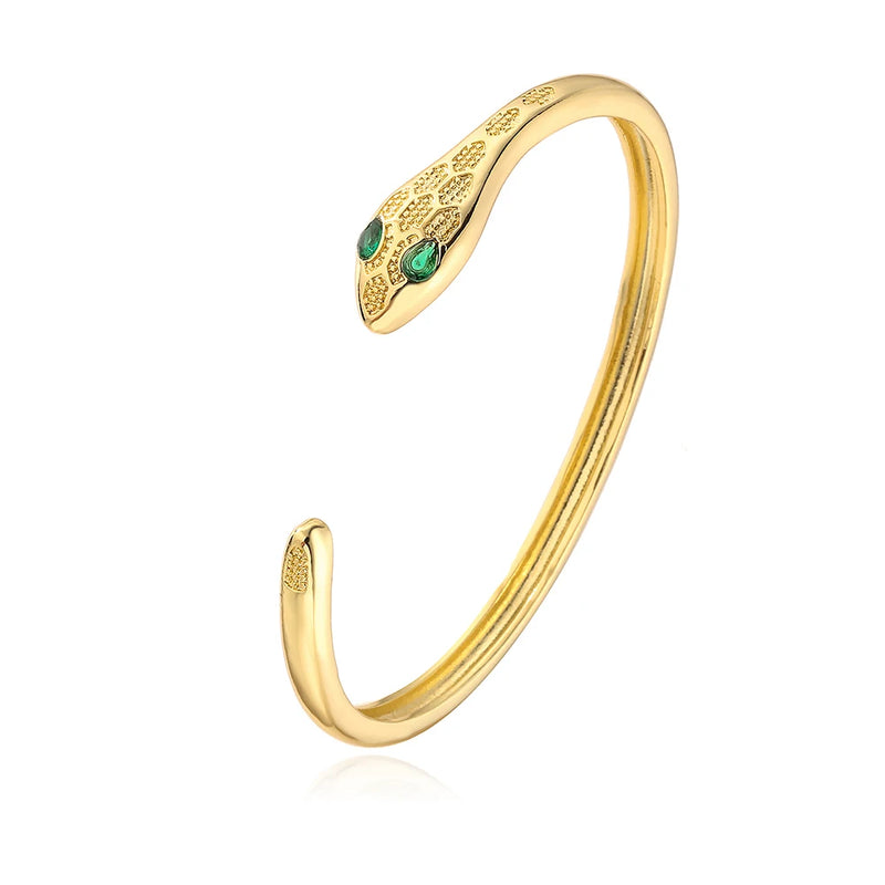 Copper Cubic Zircon Snake Bangle for Women - Fine Gift