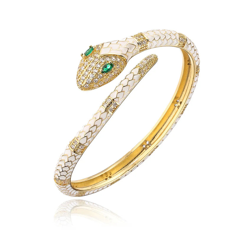 Snake Cuff Bracelet Enamel Geometry Bangle High Plated Jewelry