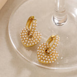 Gold/Silver Zircon Pearl Heart Geometric Earrings