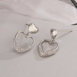 Gold/Silver Zircon Pearl Heart Geometric Earrings