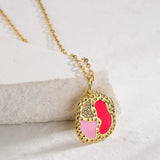 Enamel Geometry Pendant Necklace Plated Zircon Jewelry