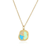 Enamel Geometry Pendant Necklace Plated Zircon Jewelry